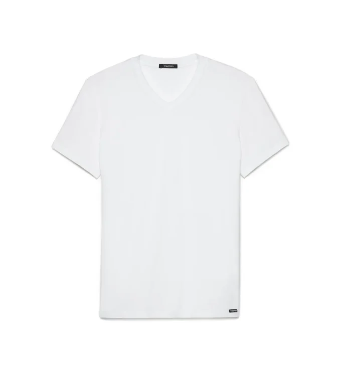 Katoenen T-shirt met V-hals Katoenen T-shirt met V-hals