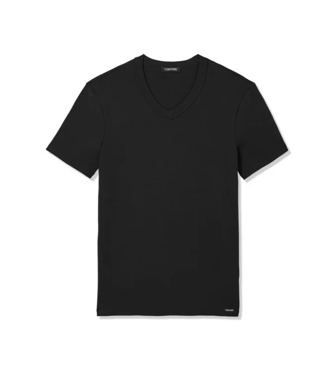 Katoenen T-shirt met V-hals Katoenen T-shirt met V-hals