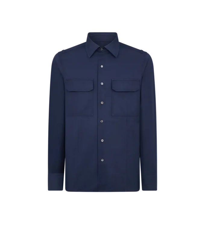 Katoenen twill militair shirt