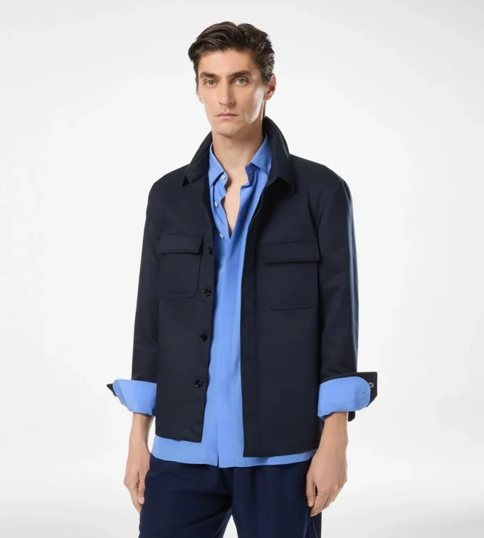 Katoenen twill overshirt met dubbele split