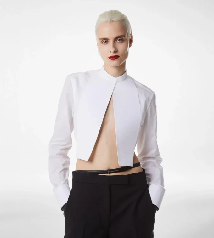 Katoenen voile cropped shirt Katoenen voile cropped shirt
