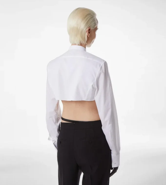 Katoenen voile cropped shirt Katoenen voile cropped shirt