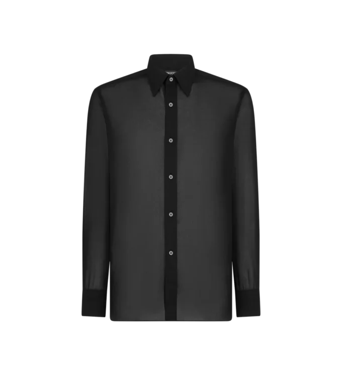 Katoenen voile shirt met vloeiende pasvorm