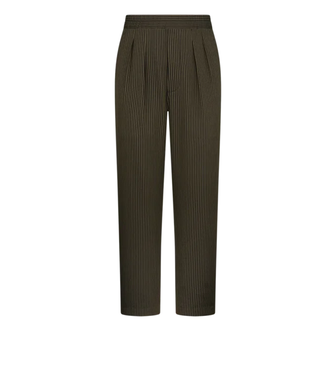 Katoenen zijden lounge broek met Bengaalse strepen en plooien