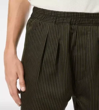 Katoenen zijden lounge broek met Bengaalse strepen en plooien