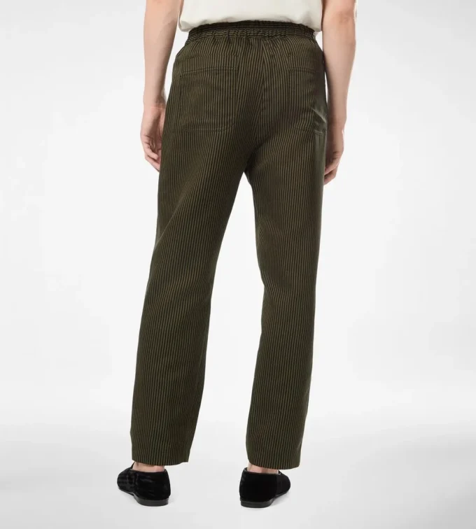 Katoenen zijden lounge broek met Bengaalse strepen en plooien