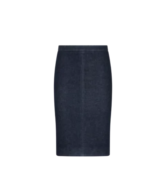Knie-lange getailleerde denim rok