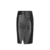 Knie-lange leren rok met diagonale ritssluiting Knie-lange leren rok met diagonale ritssluiting