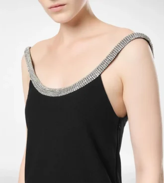 Kristallen borduursels Mouwloze asymmetrische cocktailjurk Kristallen borduursels Mouwloze asymmetrische cocktailjurk