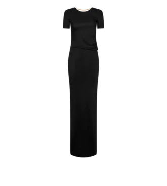 Lange jurk met uitsnijding en ketting sluiting
