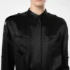 Lange militaire jurk met riem en polkadotjacquard Lange militaire jurk met riem en polkadotjacquard