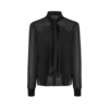 Lavalliere-blouse met lange mouwen en plisségroef