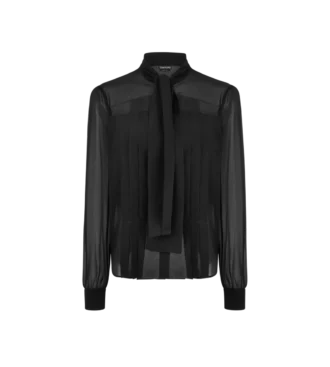 Lavalliere-blouse met lange mouwen en plisségroef