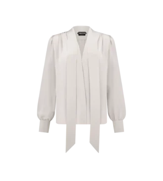 Lavalliere-blouse met lange mouwen en V-hals
