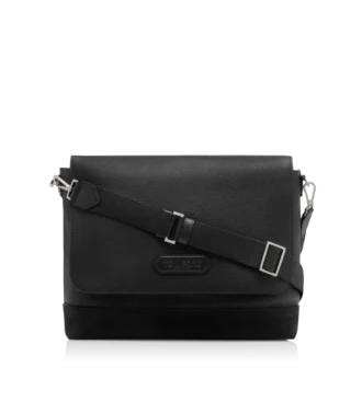 Leren en suède chique sportieve flap messenger