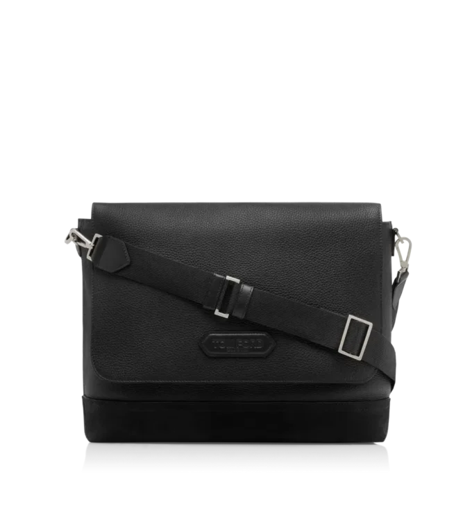 Leren en suède chique sportieve flap messenger