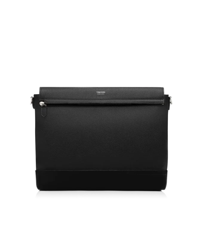 Leren en suède chique sportieve flap messenger