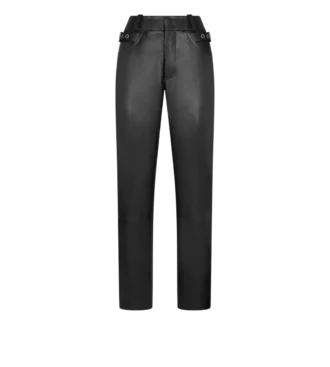 Leren motorbroek met structuur