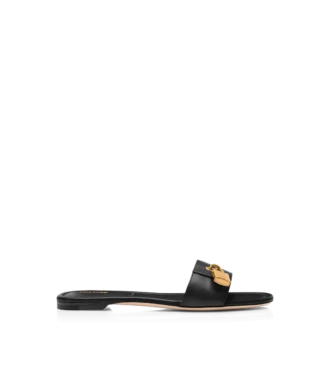 Leren padlock-slipper