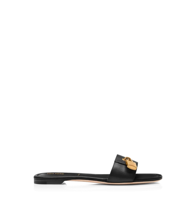 Leren padlock-slipper Leren padlock-slipper