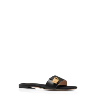 Leren padlock-slipper