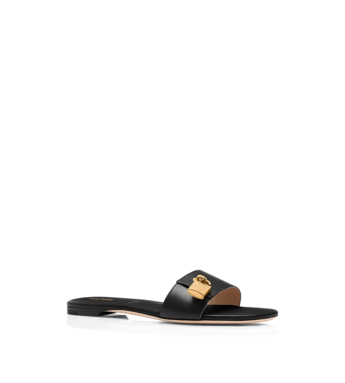 Leren padlock-slipper Leren padlock-slipper