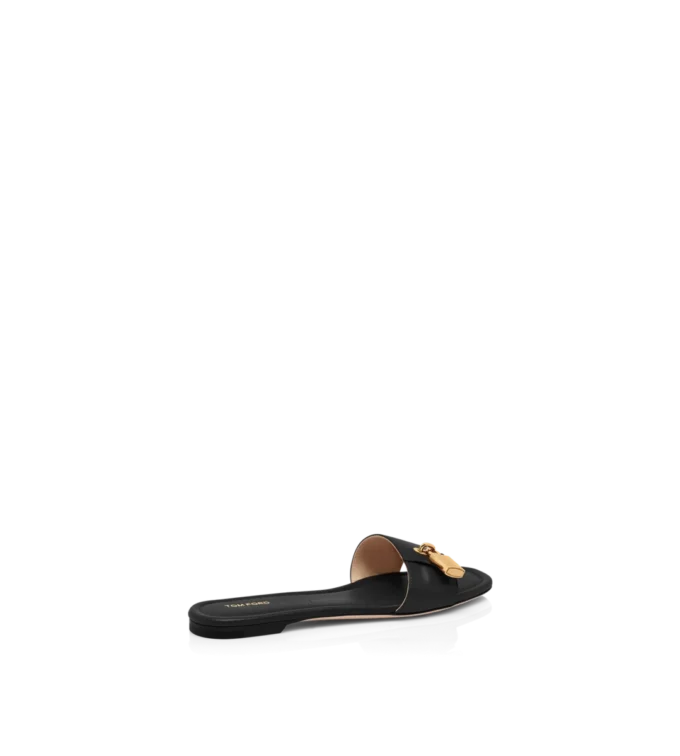 Leren padlock-slipper Leren padlock-slipper