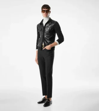Leren shirt met voorkant