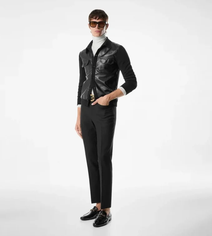 Leren shirt met voorkant
