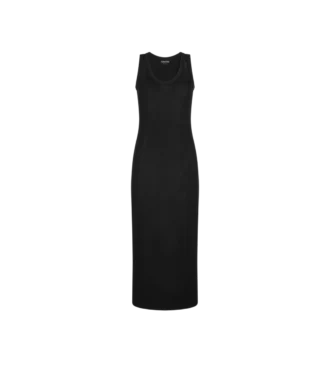 Middenlange tanktopjurk met ribstof en micropailletten Middenlange tanktopjurk met ribstof en micropailletten