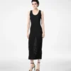Middenlange tanktopjurk met ribstof en micropailletten Middenlange tanktopjurk met ribstof en micropailletten