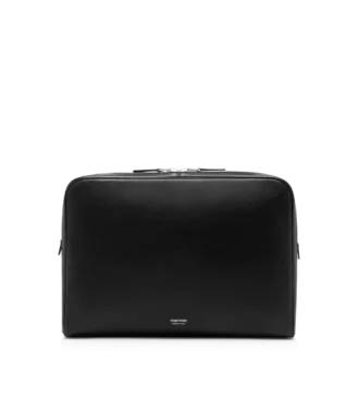 Minimalistische laptoptas van generfd leer