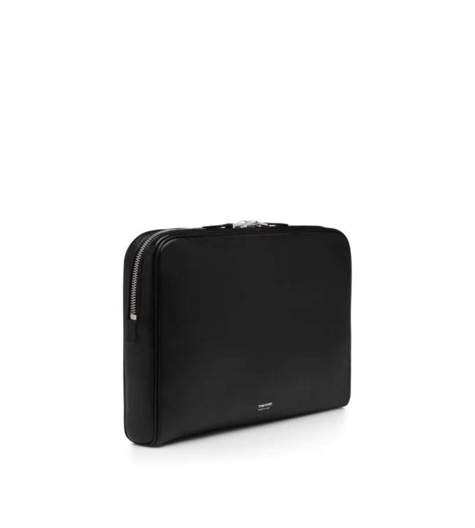 Minimalistische laptoptas van generfd leer