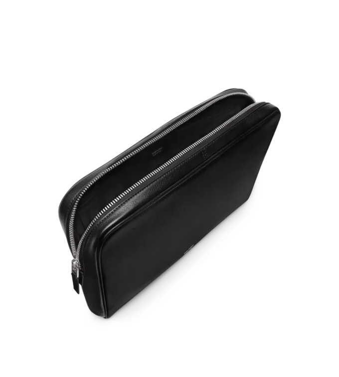 Minimalistische laptoptas van generfd leer