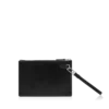 Minimalistische slanke tas van generfd leer met polsbandje