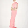 Mouwloze asymmetrische avondjurk met gedraaide rug Mouwloze asymmetrische avondjurk met gedraaide rug