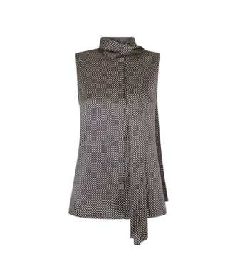 Mouwloze Lavalliere zijden blouse