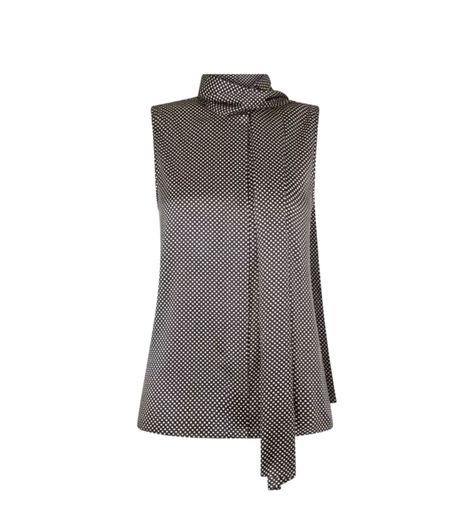 Mouwloze Lavalliere zijden blouse Mouwloze Lavalliere zijden blouse