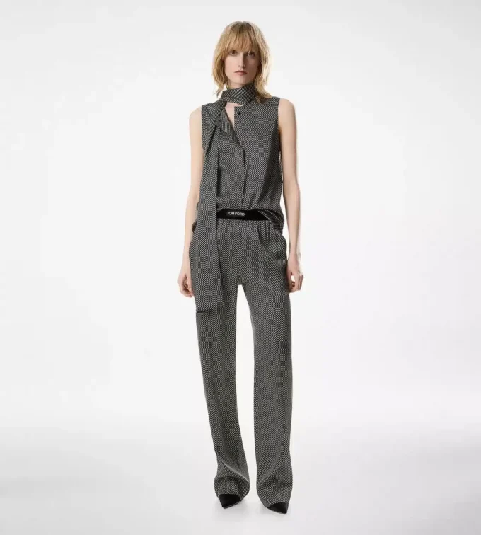 Mouwloze Lavalliere zijden blouse Mouwloze Lavalliere zijden blouse