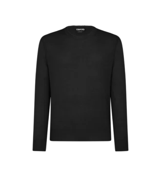 Naadloze alpaca zijden crew neck