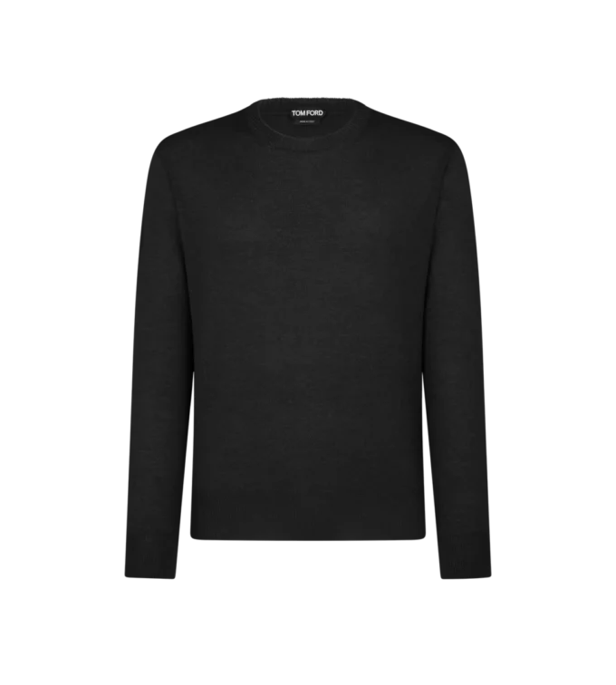 Naadloze alpaca zijden crew neck