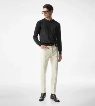 Naadloze alpaca zijden crew neck