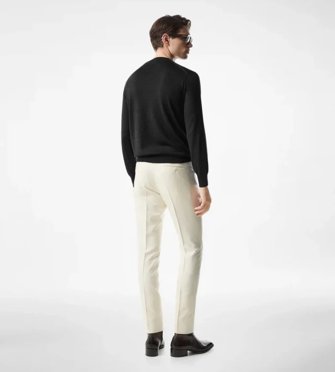 Naadloze alpaca zijden crew neck