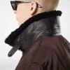 Nylon bomberjack met schapenvachtkraag Nylon bomberjack met schapenvachtkraag