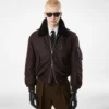 Nylon bomberjack met schapenvachtkraag Nylon bomberjack met schapenvachtkraag