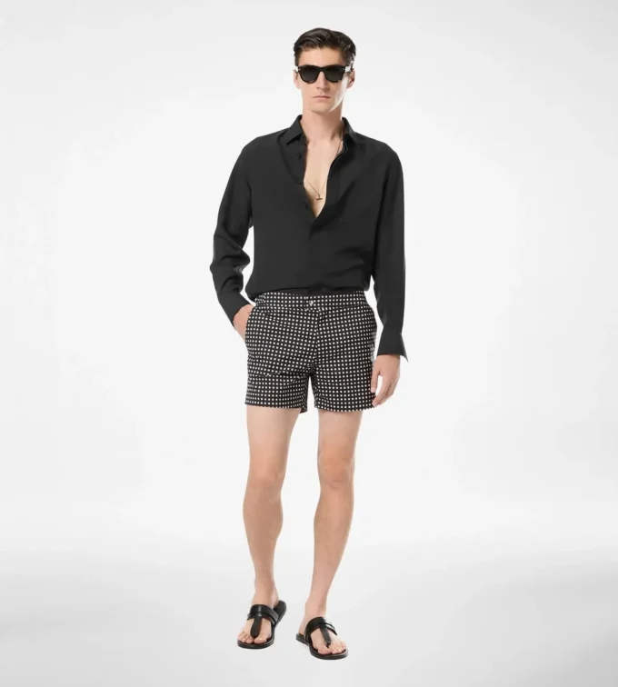 Nylon zwemshort met middotprint