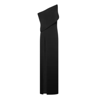 Off-shoulder avondjurk met split aan de zijkant