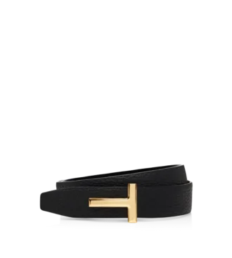 Omkeerbare T-riem van generfd leer en glad leer, 30 mm