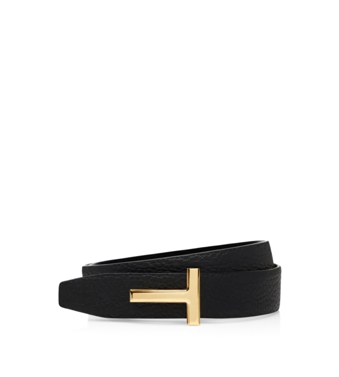Omkeerbare T-riem van generfd leer en glad leer, 30 mm