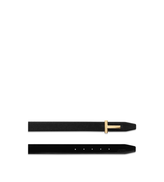 Omkeerbare T-riem van generfd leer en glad leer, 30 mm